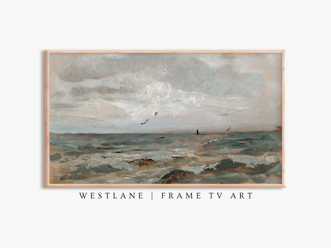 Vintage Coastal Paintings Set Of 4 Muted Seascape Art Prints - Image 2