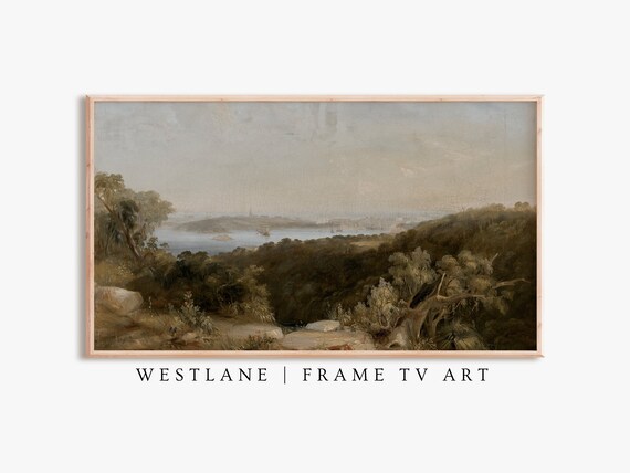Antique Landscape Painting Frame Tv Art Vintage Moody Landscape Tv 117