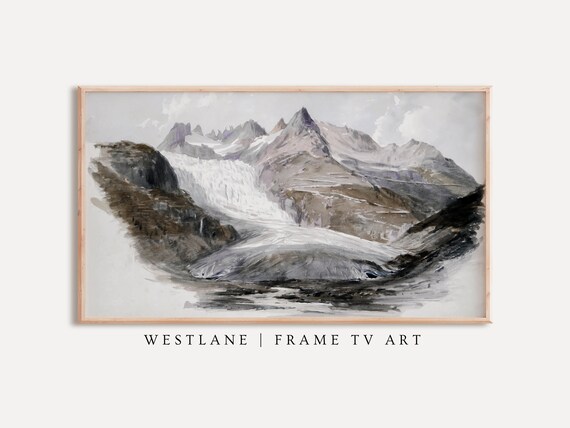 Rustic Mountain Landscape Painting, Cabin Lodge Decor