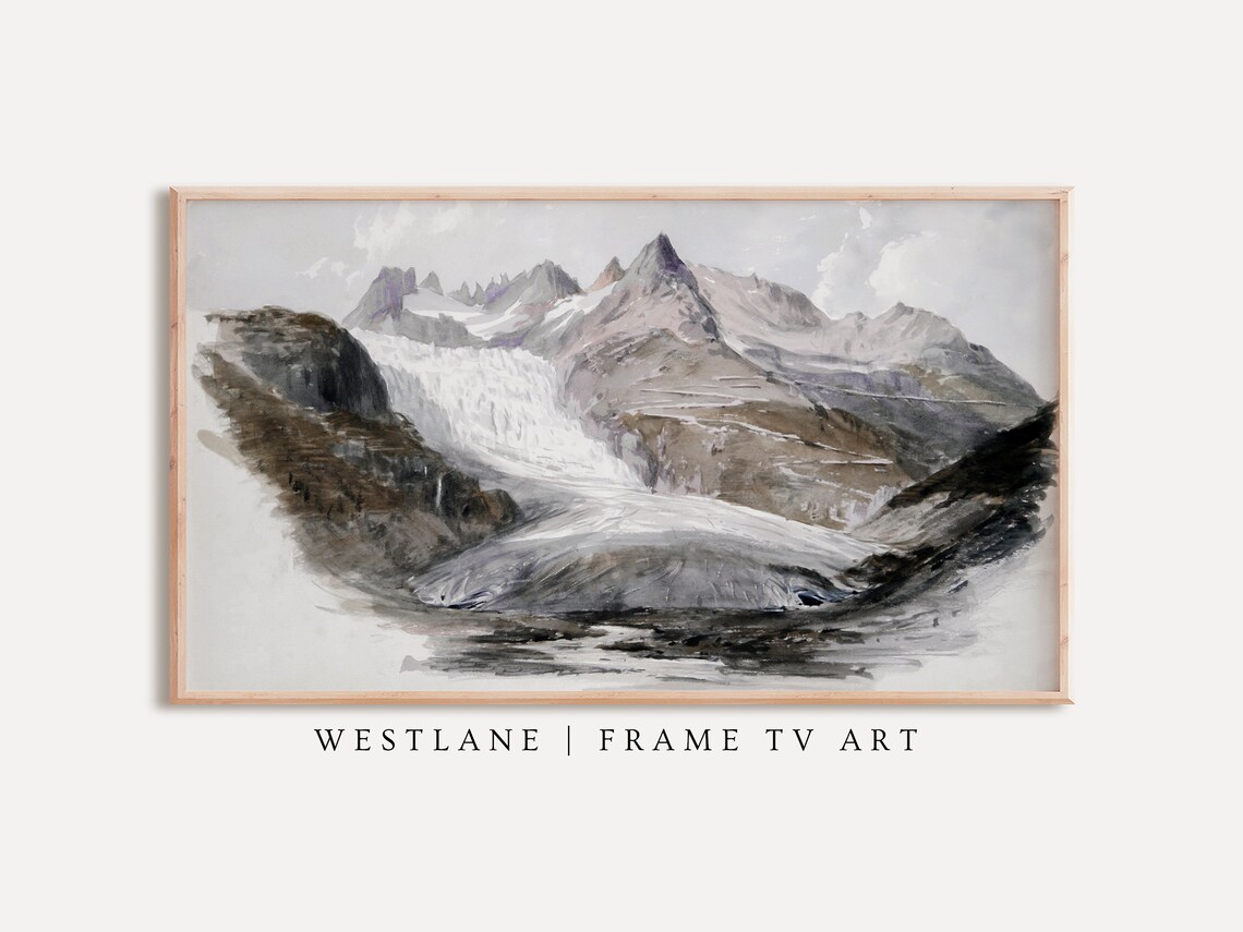 Rustic Mountain Landscape Painting, Cabin Lodge Decor