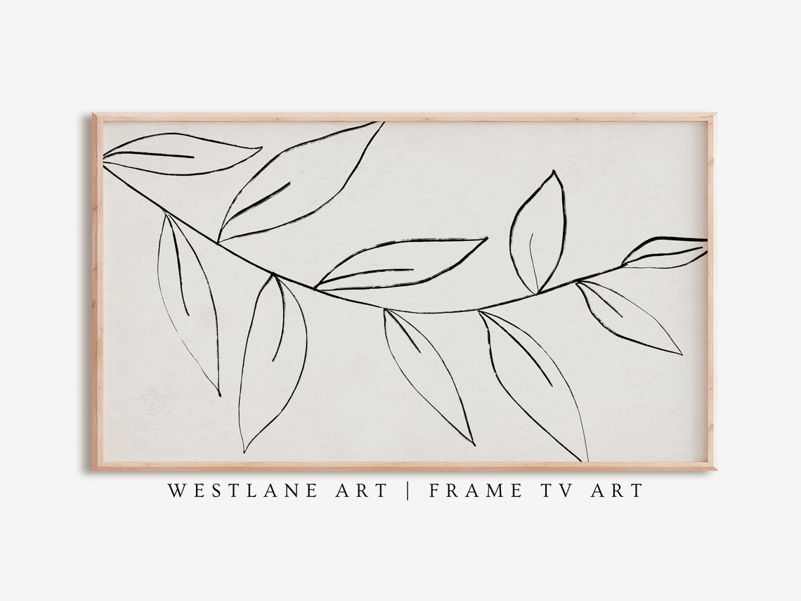 Minimalist Single Line Leaf Branch Botanical Sketch Wall Art
