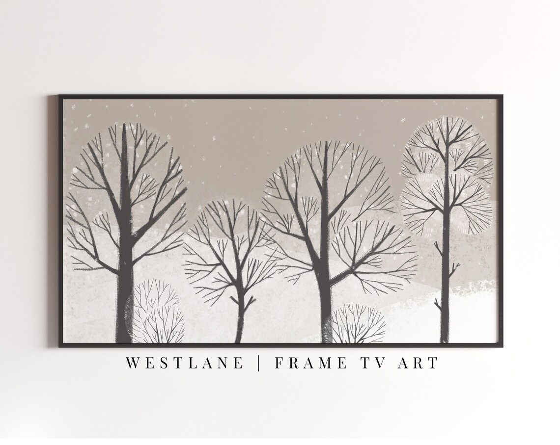Neutral Winter Landscape, Scandinavian TV Art - Image 2
