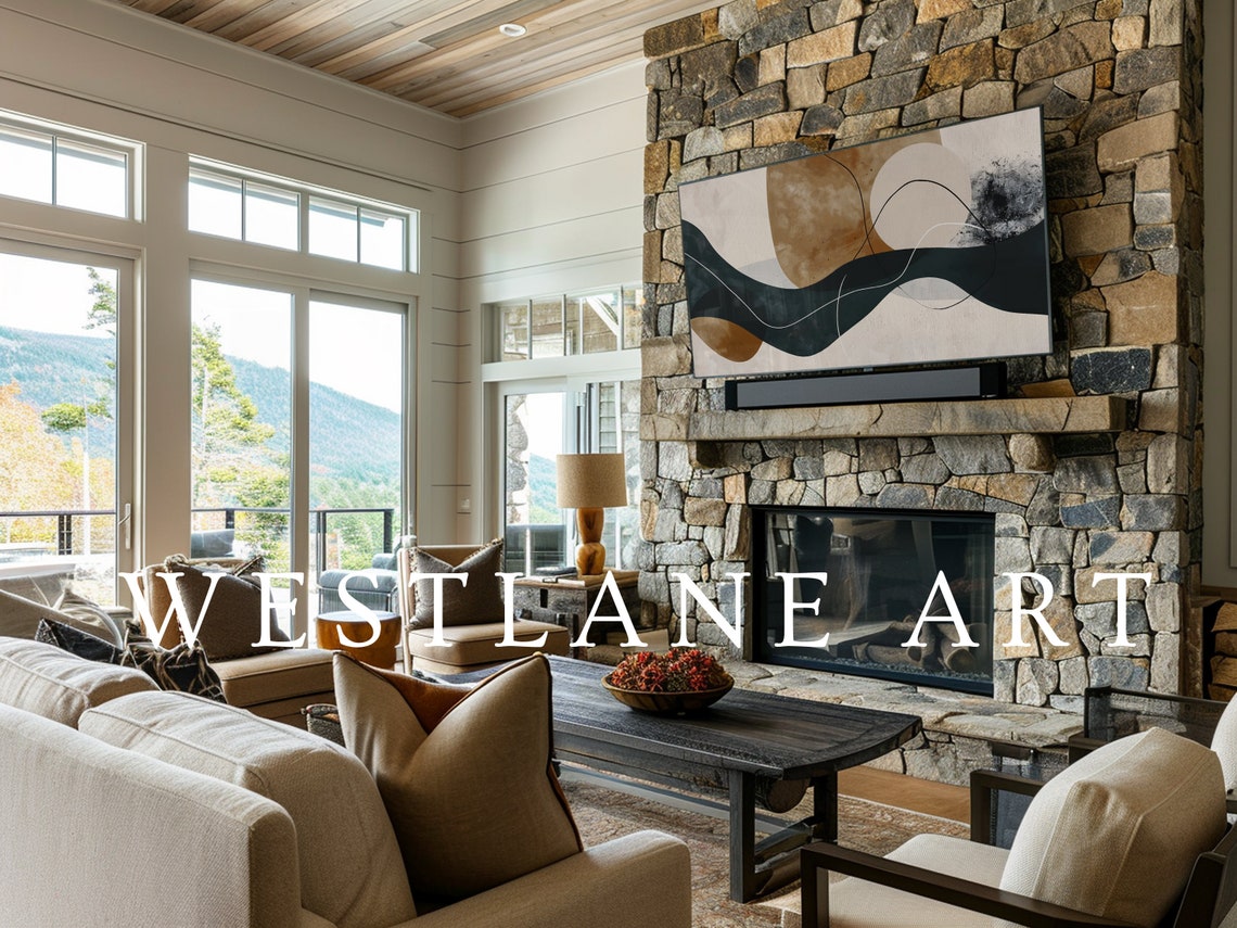 Frame Tv Art Abstract Shapes Earthy Minimalist Neutral Art Wall Art Tvm34 - Image 3