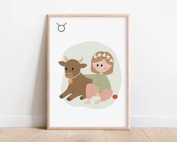 Zodiac Taurus Art Print Taurus Girl Gift Taurus Zodiac Sign Nursery Zodiac Prints Taurus Poster Print Taurus Wall Art