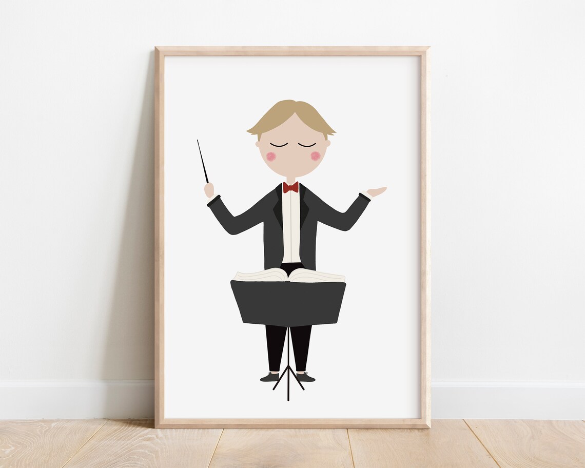 Boy Music Conductor Tuxedo Baton Orchestra Classroom Art Poster