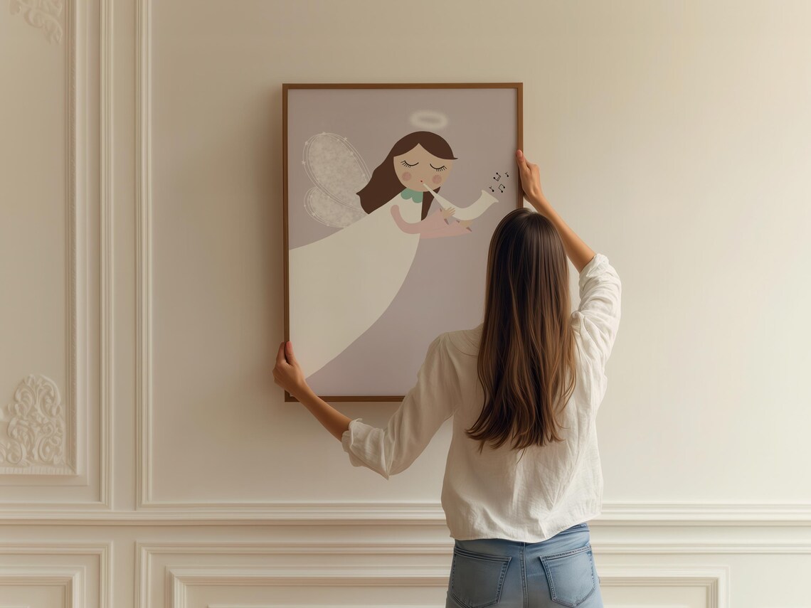Angel Of Joy Art Print Angel Wall Decor For Kids Room Angel Wall Art Angel Poster Angel Nursery Art - Image 2