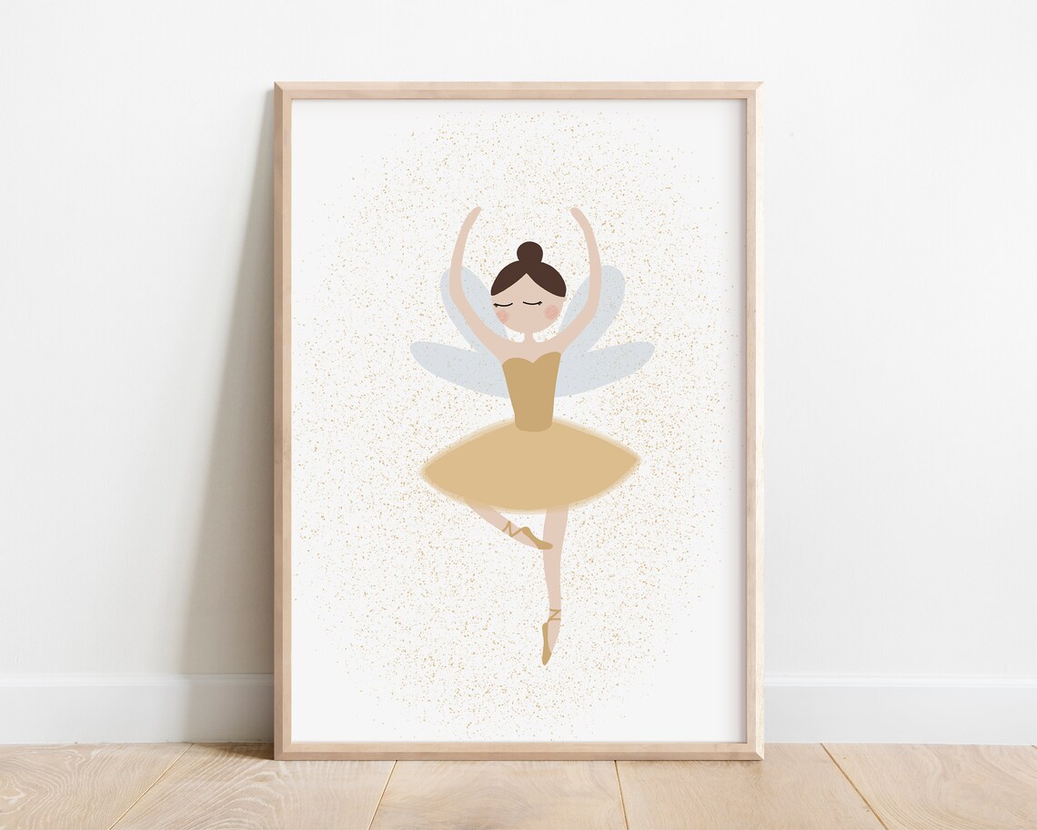Sugar Plum Fairy Ballerina Gold Tutu Sparkle Ballet Dancer Girls Poster