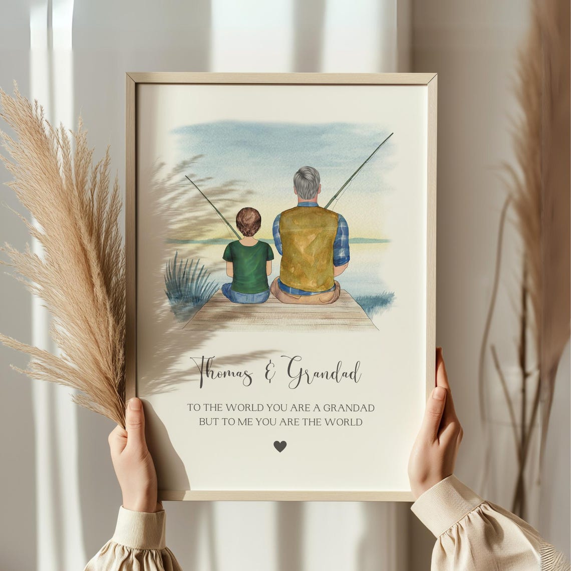 Grandad And Grandson Fishing Print Grandpa And Granddaughter Fishing Print Fathers Day Gift For Grandad Fathers Day Gift Grandad Gift
