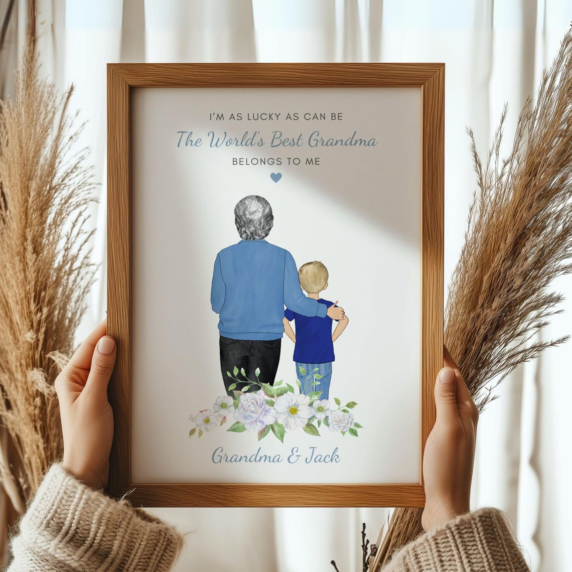 Personalised Gift For Grandma From Grandchildren Grandma And Grandson Print Mothers Day Gift For Grandmother Granny Nan Birthday Gift