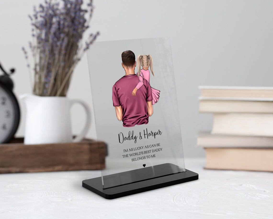 Worlds Best Daddy Personalized Father Daughter Portrait Plaque Print