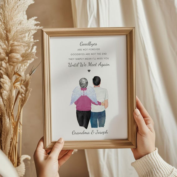 Until We Meet Again Angel Wings Grandma Memorial Quote Poster