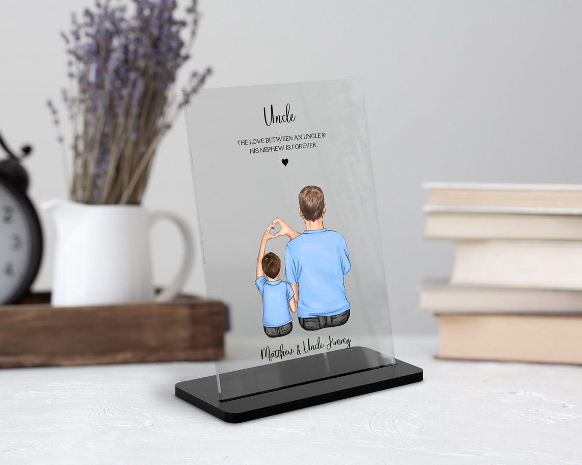 Uncle And Nephew Forever Personalized Heart Hands Plaque Print