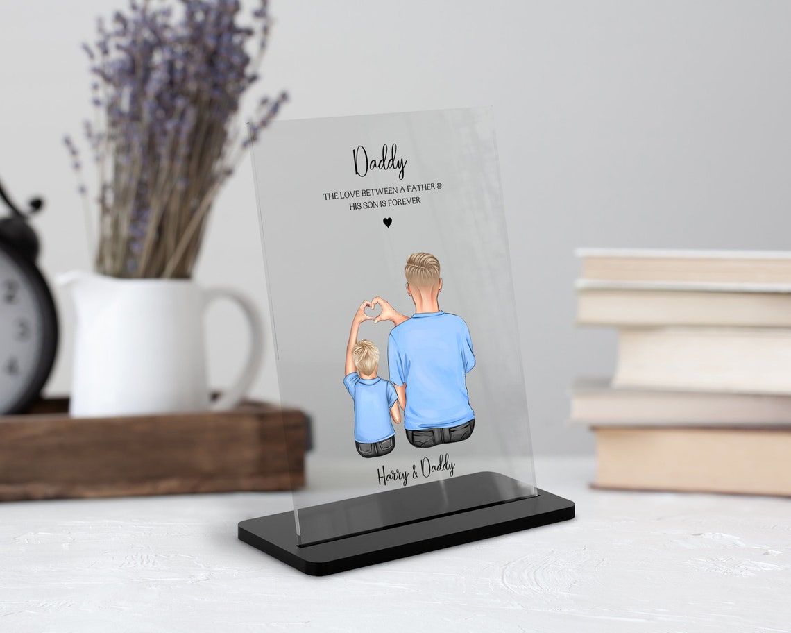 Father And Son Forever Personalized Daddy Son Heart Hands Plaque Print
