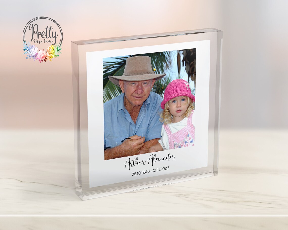 Personalised Memorial Photo Acrylic Block Print Grandfather Keepsake