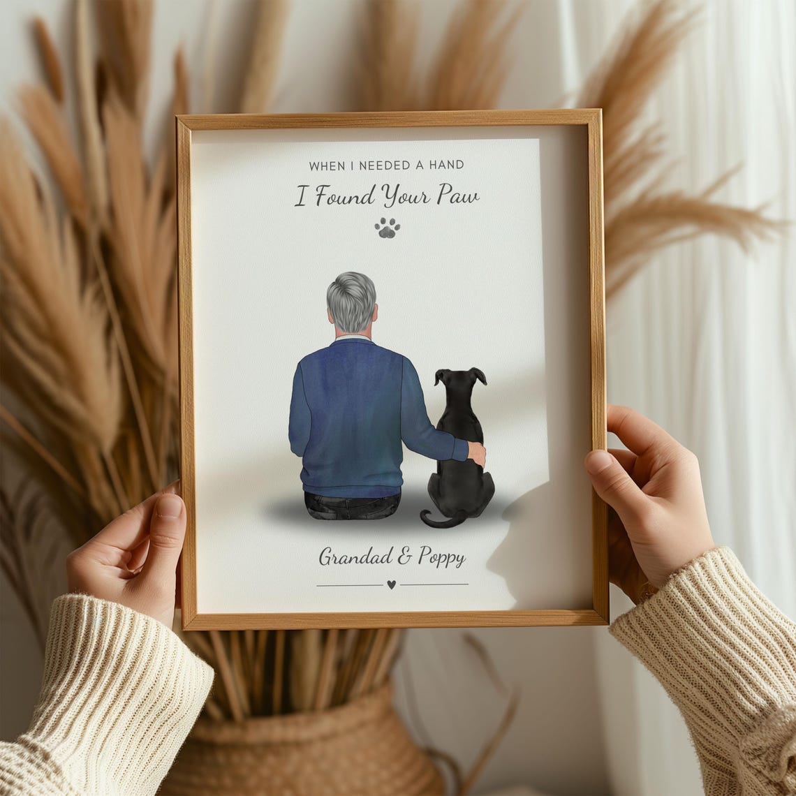 Gift For Grandad And His Dog Personalised Dog And Owner Print Man And His Dog Gift Gifts For Grandad From The Dog Dog Grandad Gifts