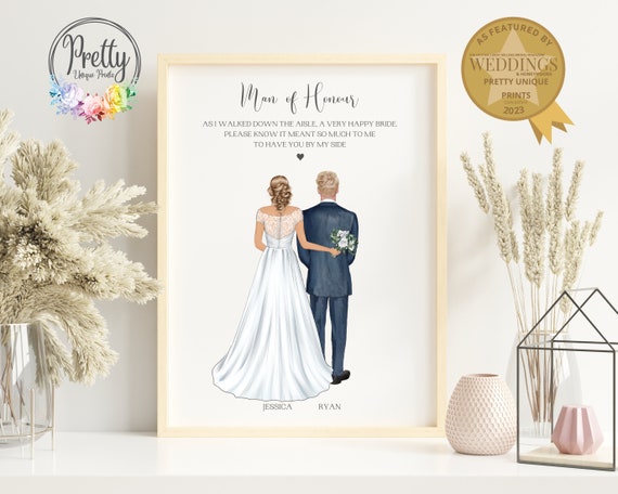 Man Of Honour Personalised Wedding Thank You Art Print