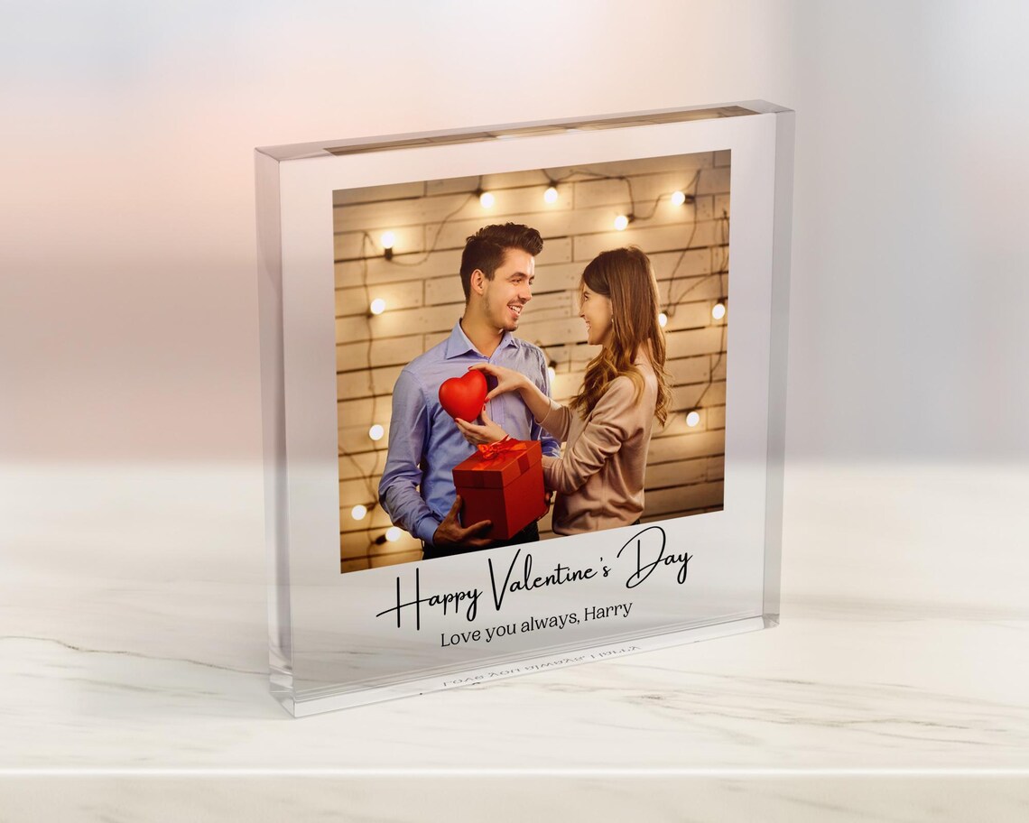 Personalized Couple Photo Valentine's Day Acrylic Block Gift Print