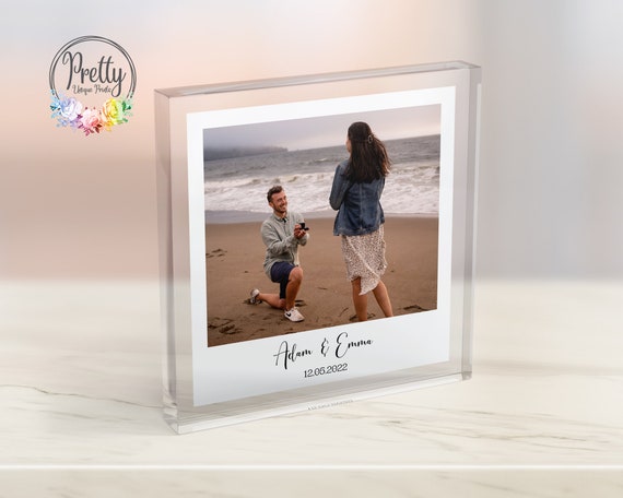 Personalised Engagement Photo Block Custom Engaged Acrylic Photo Engagement Gifts Couple Gifts Engagement Keepsake Memory Block