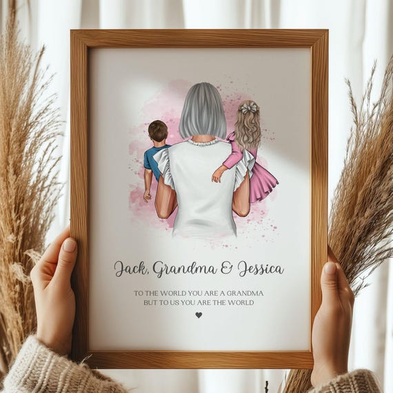 To The World You Are A Grandma Grandkids Love Watercolor Quote Poster