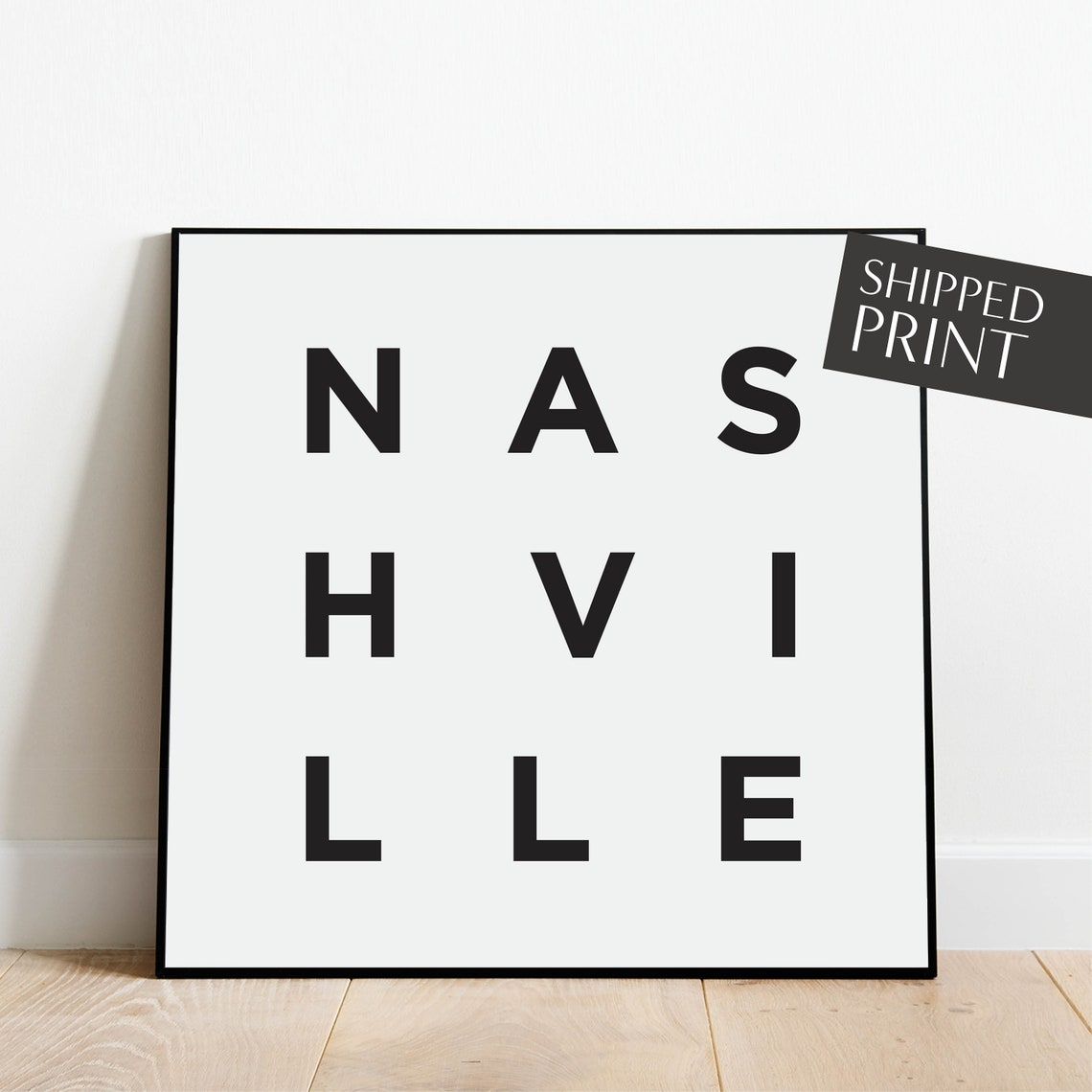 Nashville Eye Chart Style Minimalist Black White Typography Wall Art - Image 4