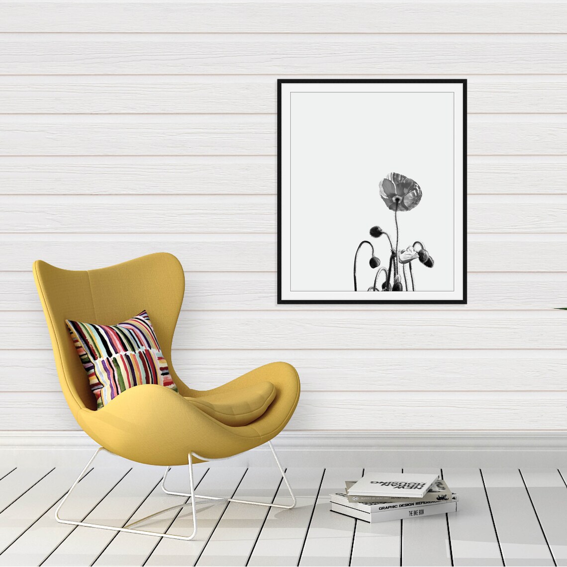 Black And White Poppy Flowers Minimalist Botanical Photo Art Poster - Image 3