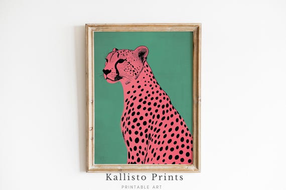 Pink Cheetah Pop Art Bold Jungle Animal Wall Decor Modern Safari For Teen Rooms Or Eclectic Spaces417