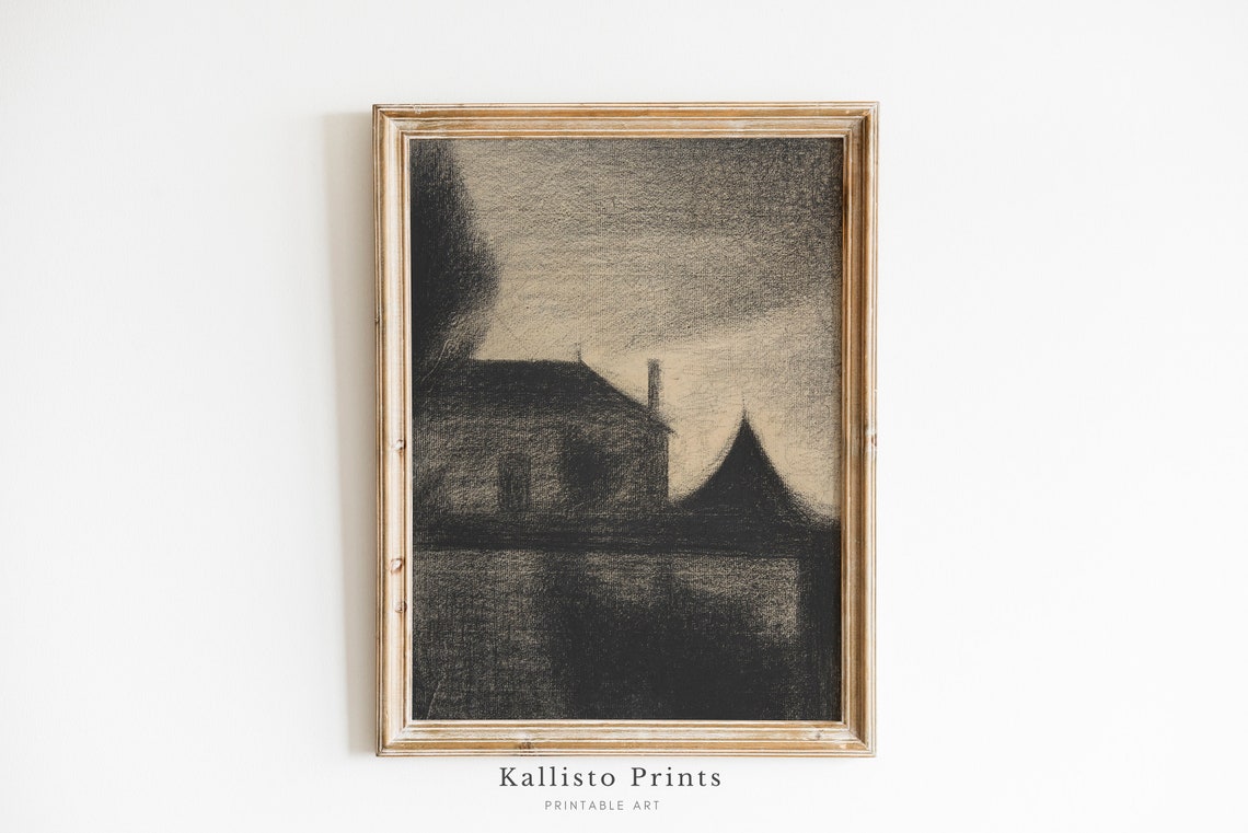 Minimalist Dark House Silhouette Gothic Monochrome Night Poster