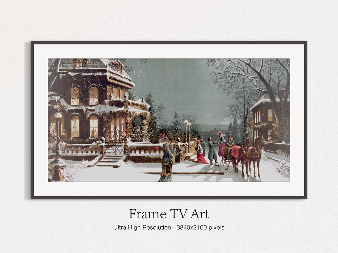 Victorian Christmas Art Print, Vintage Holiday Painting - Image 4
