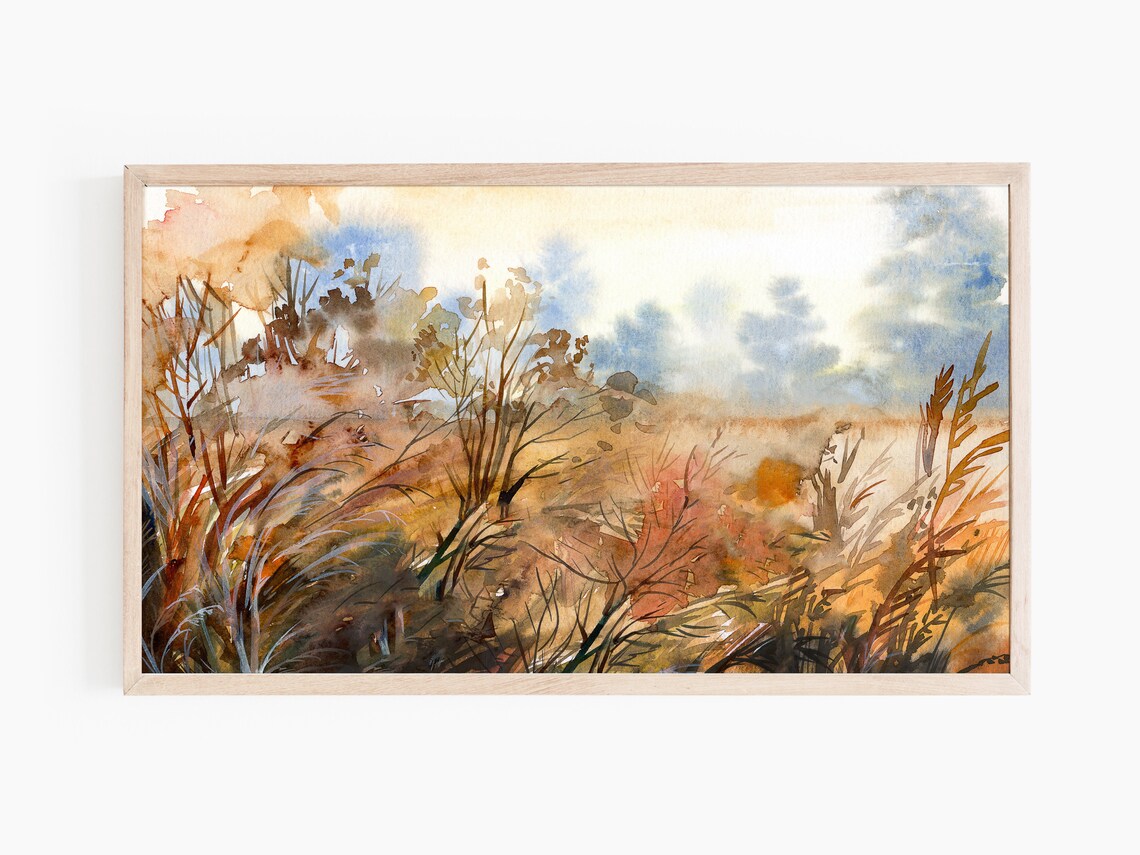 Autumn Foliage Watercolor Art Print for TV Wall - Image 3