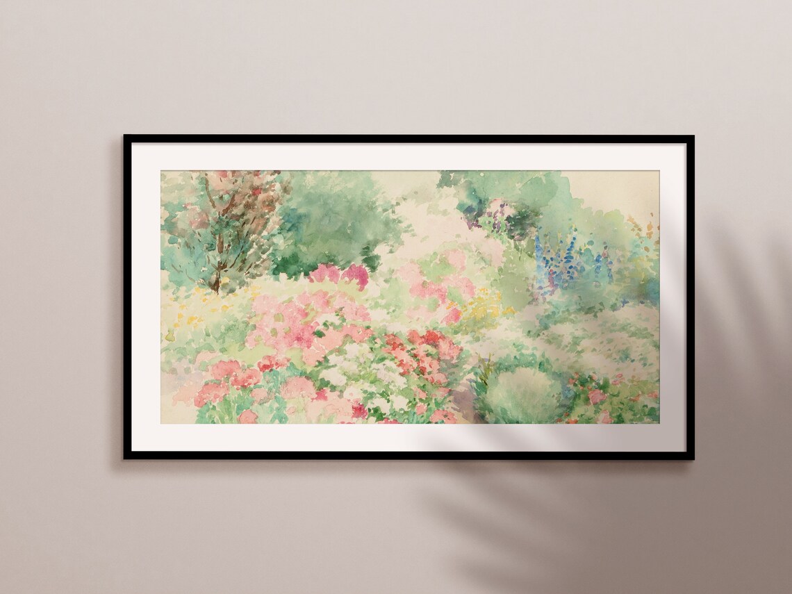 Spring Watercolor Floral Garden Art Print, Neutral Farmhouse - Image 2