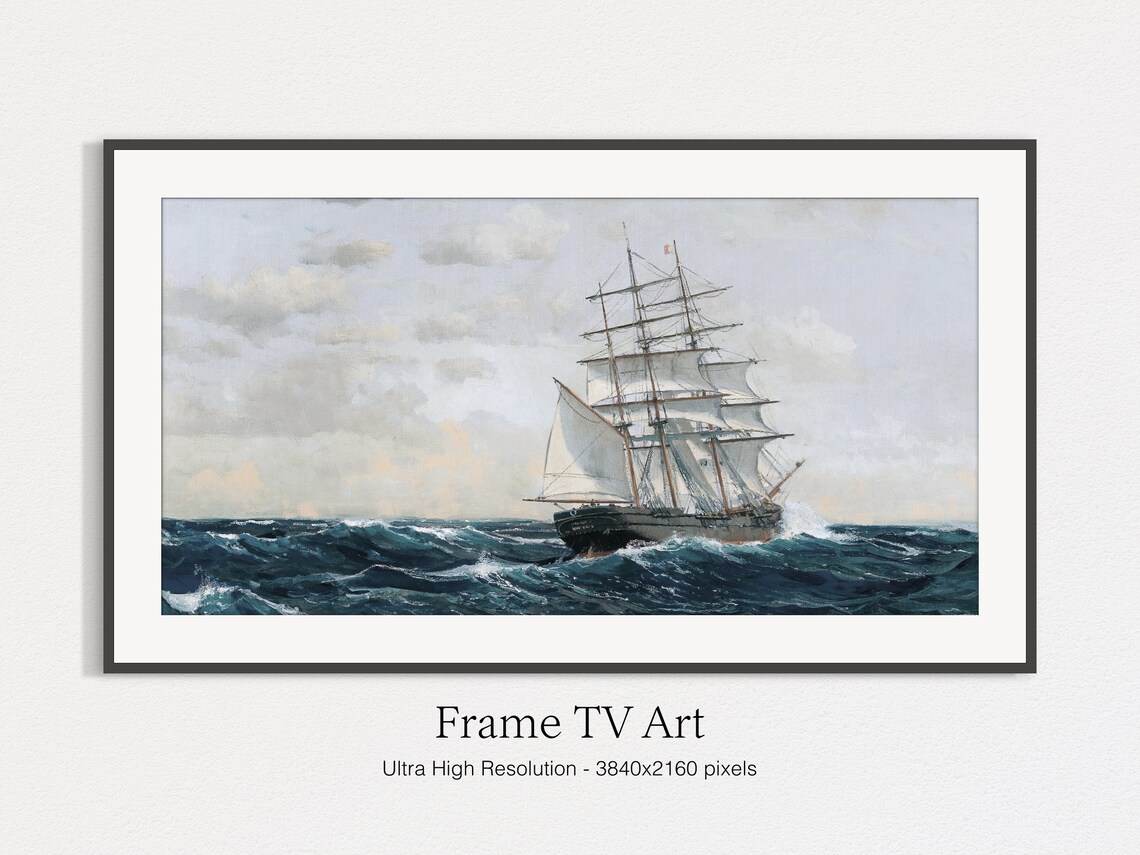Vintage Ship Painting Art Print for TV Decor - Image 4