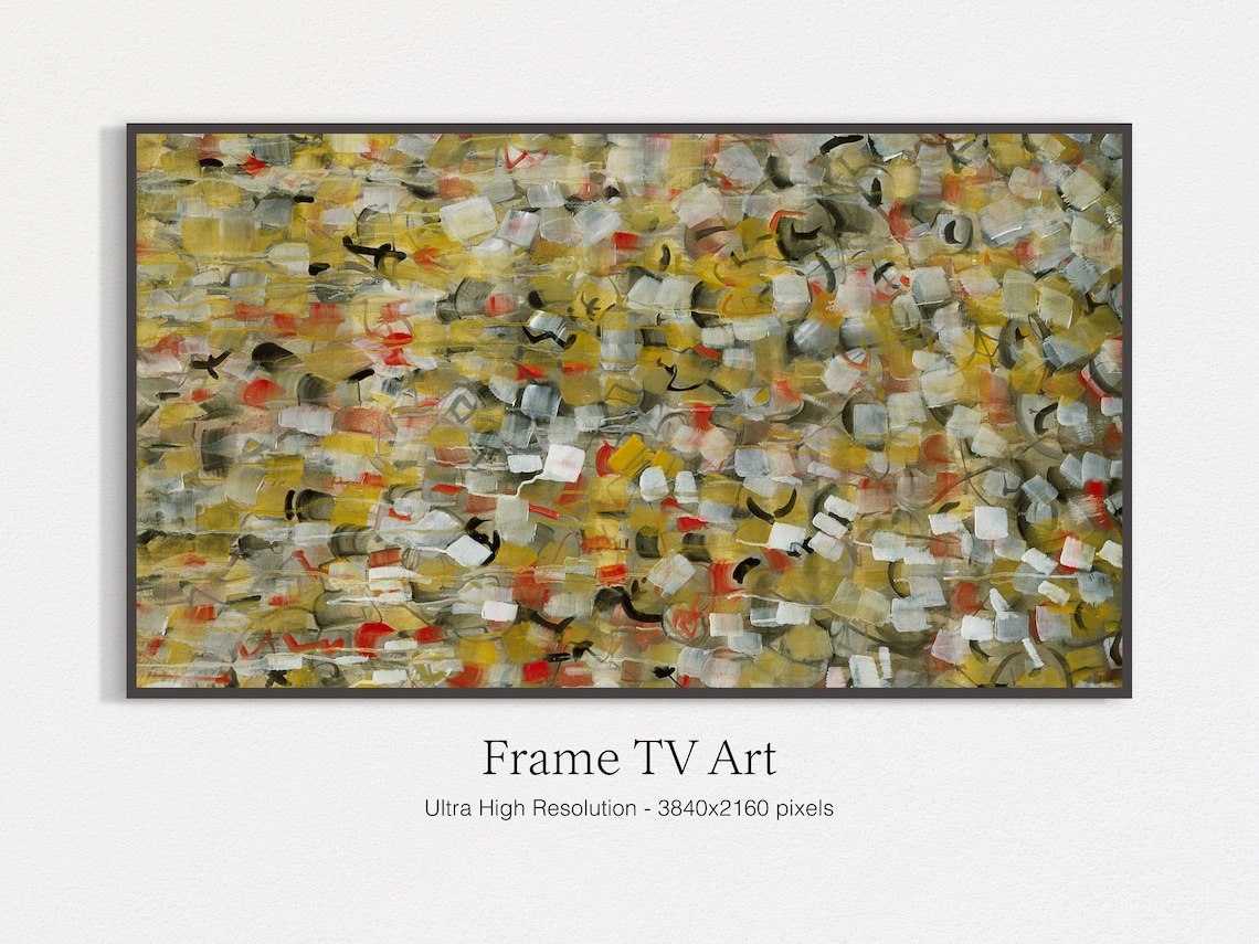 Abstract Yellow and Gray Texture Brushwork Modern Oil Painting Poster