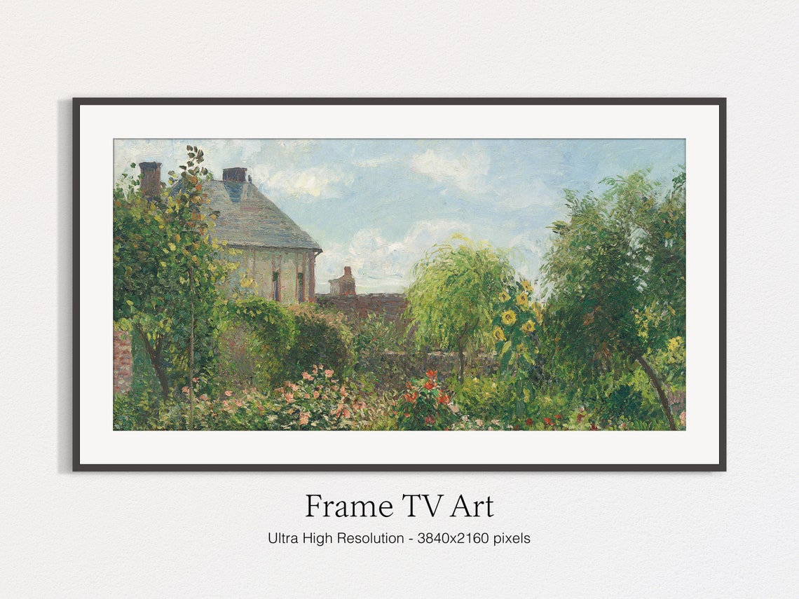 Impressionist Summer Cottage Garden Blooming Flowers Scene Print - Image 4