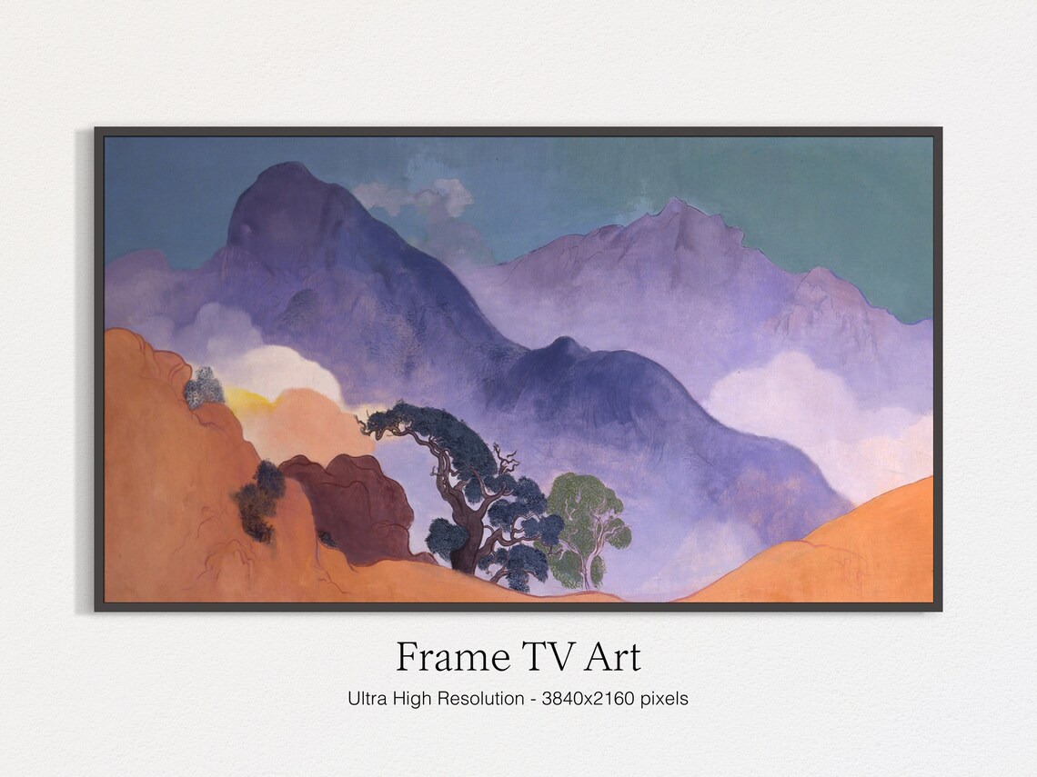 Mountain Tops Oil Painting, Nature Landscape