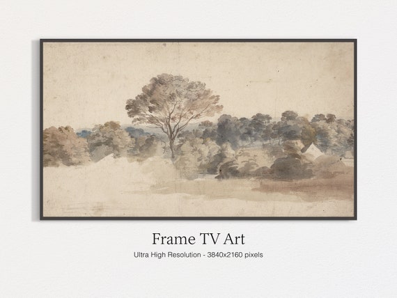 Frame Tv Antique Rustic Muted Landscape Painting Landscape Wall Art Frame For Tv