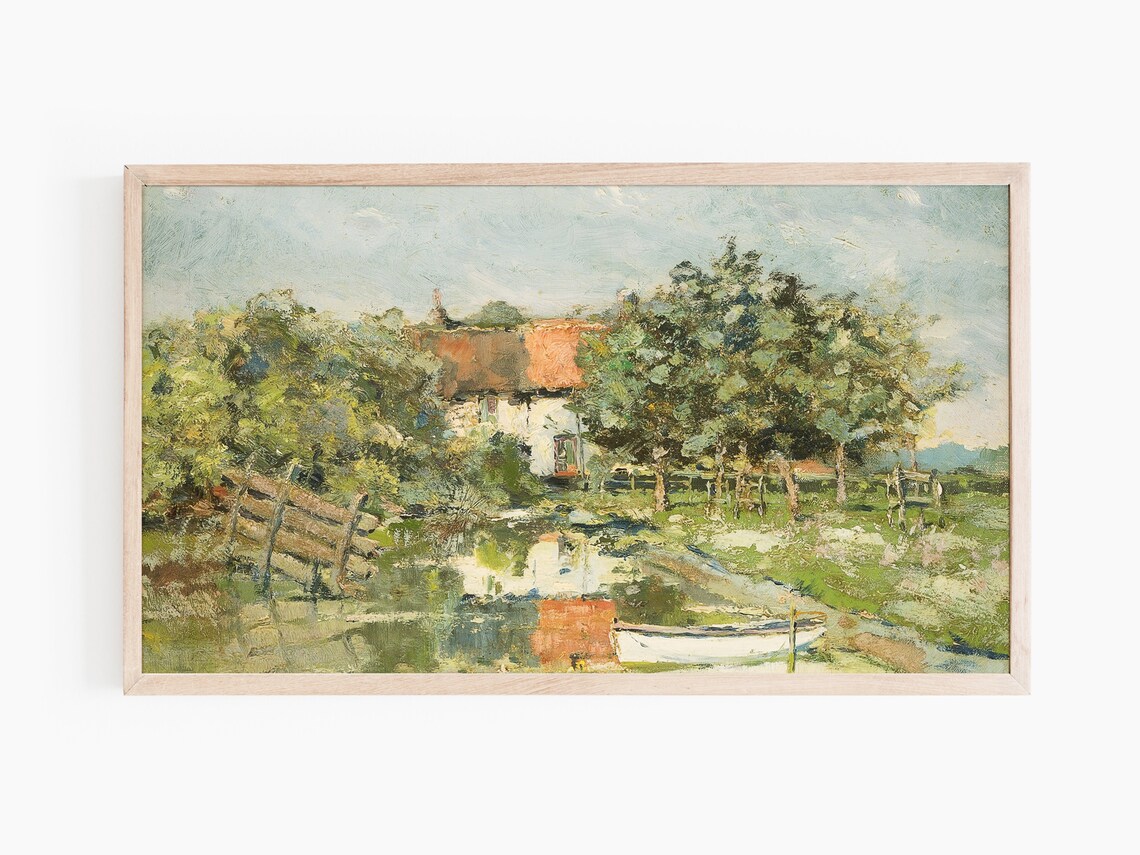 Summer Countryside Farm Painting Art Print - Image 3