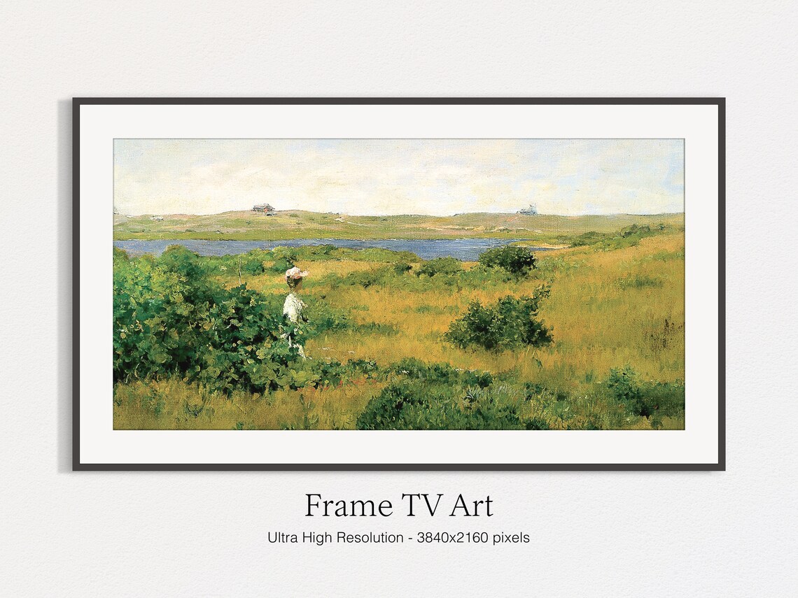 Impressionist Girl In Golden Field By Lake Vintage Summer Meadow Poster - Image 5
