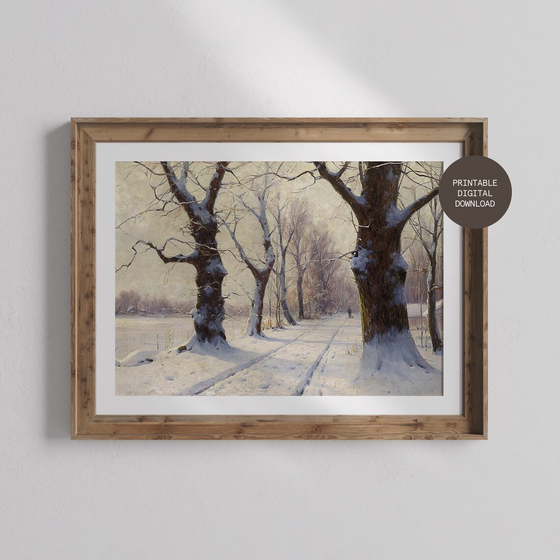 Winter Landscape Print Forest Moody Nature Vintage Oil Painting - Image 3