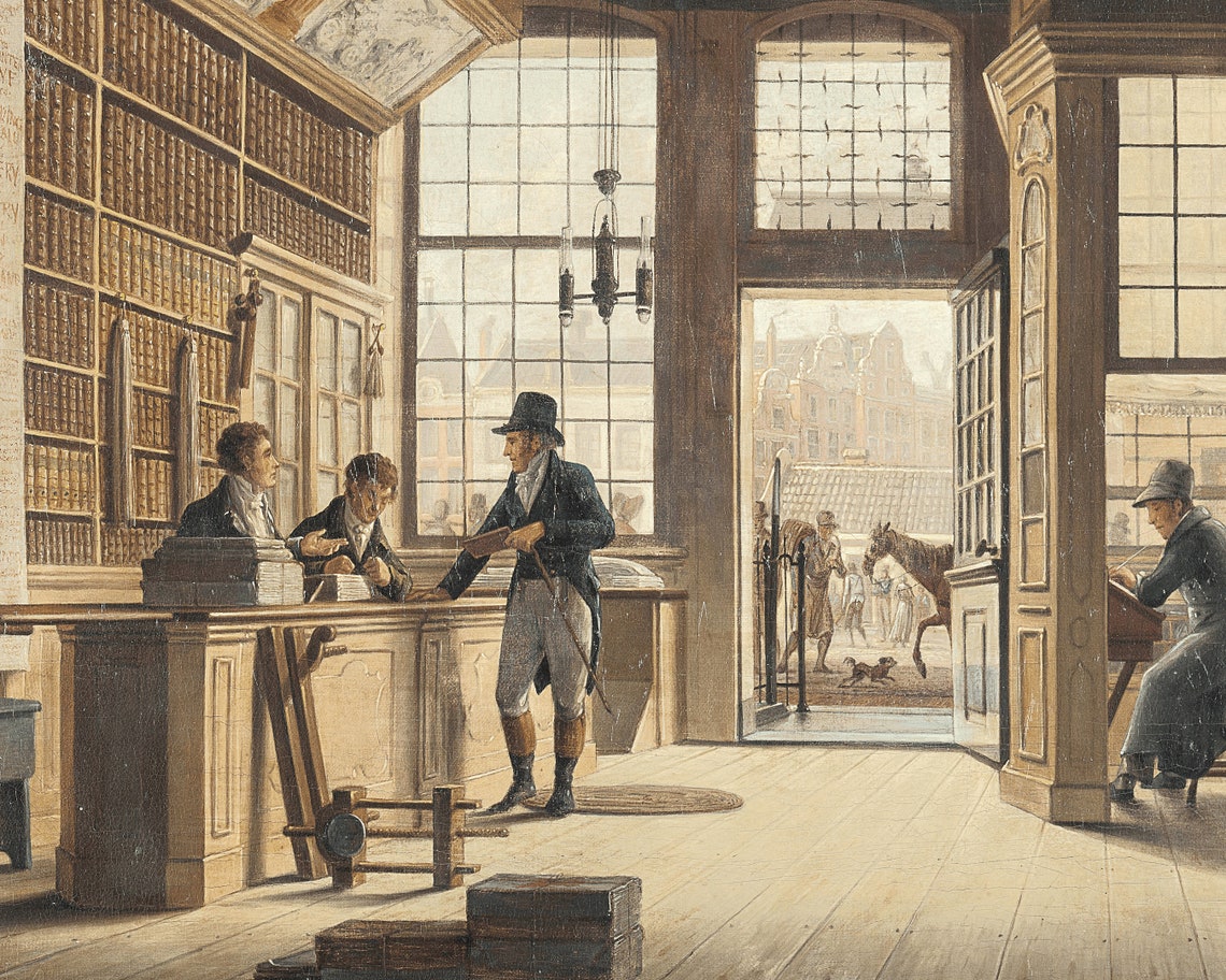 Vintage Bookstore Interior Classic Oil Painting Library Scene Wall Art - Image 2