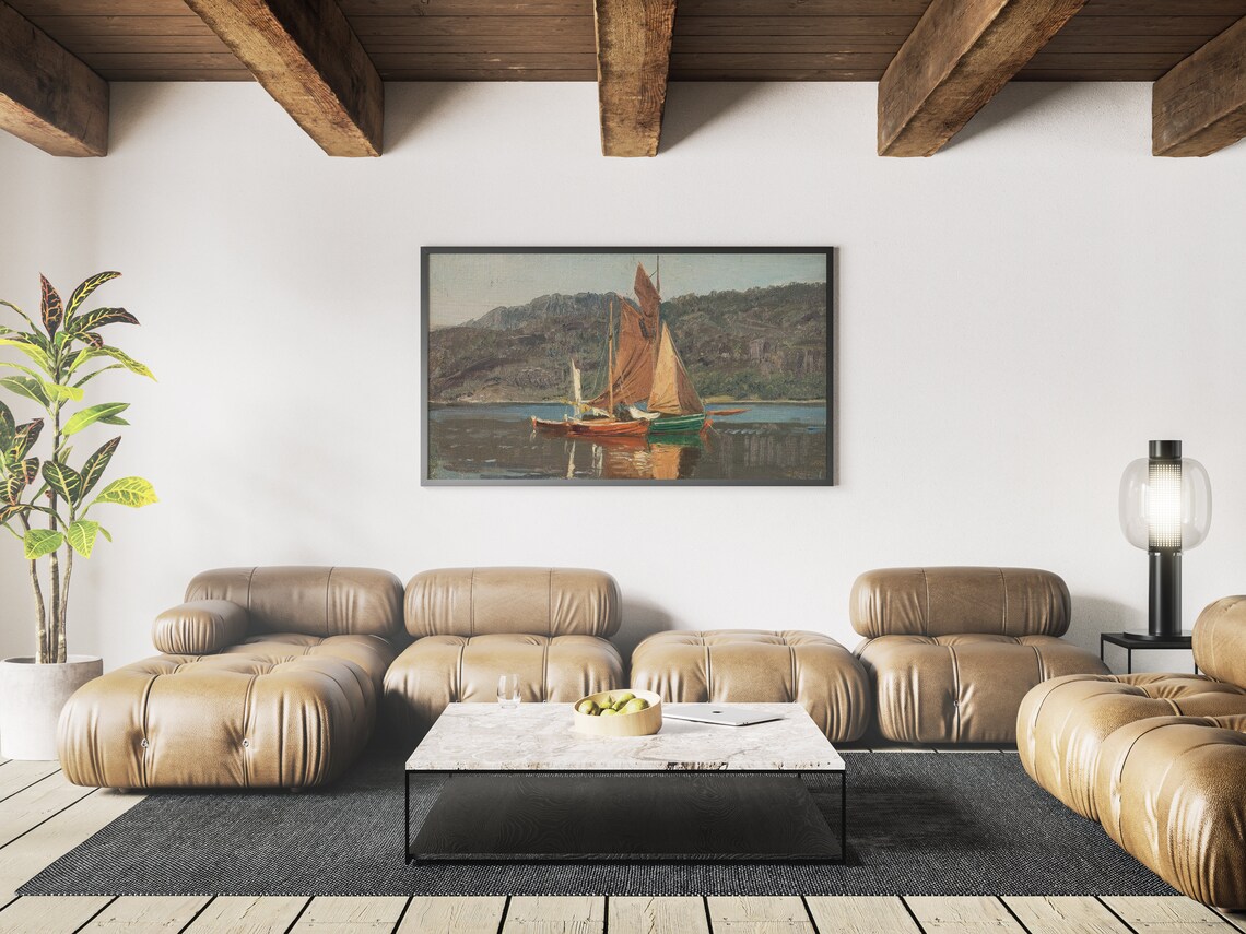 Classic Boat Painting for TV Frame, Abstract Style - Image 3