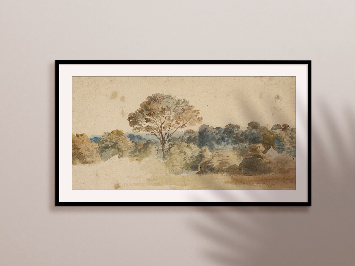 Vintage Nature Landscape Painting, Neutral Art Print - Image 2