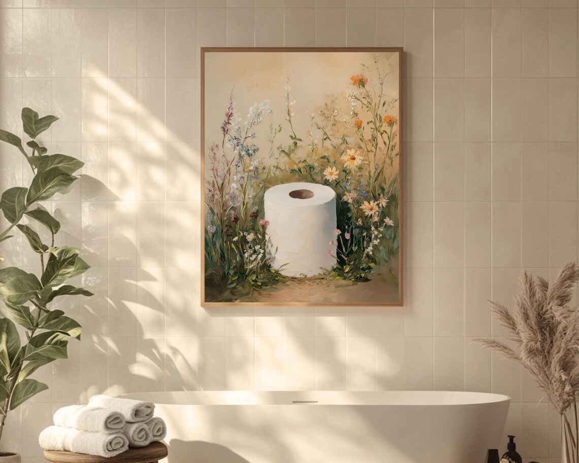 Toilet Paper Bathroom Art Print, Farmhouse Neutral - Image 2