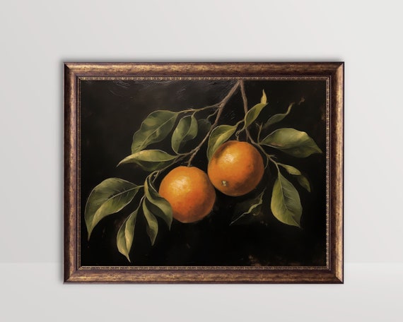Vintage Citrus Still Life Art Print, Rustic Farmhouse