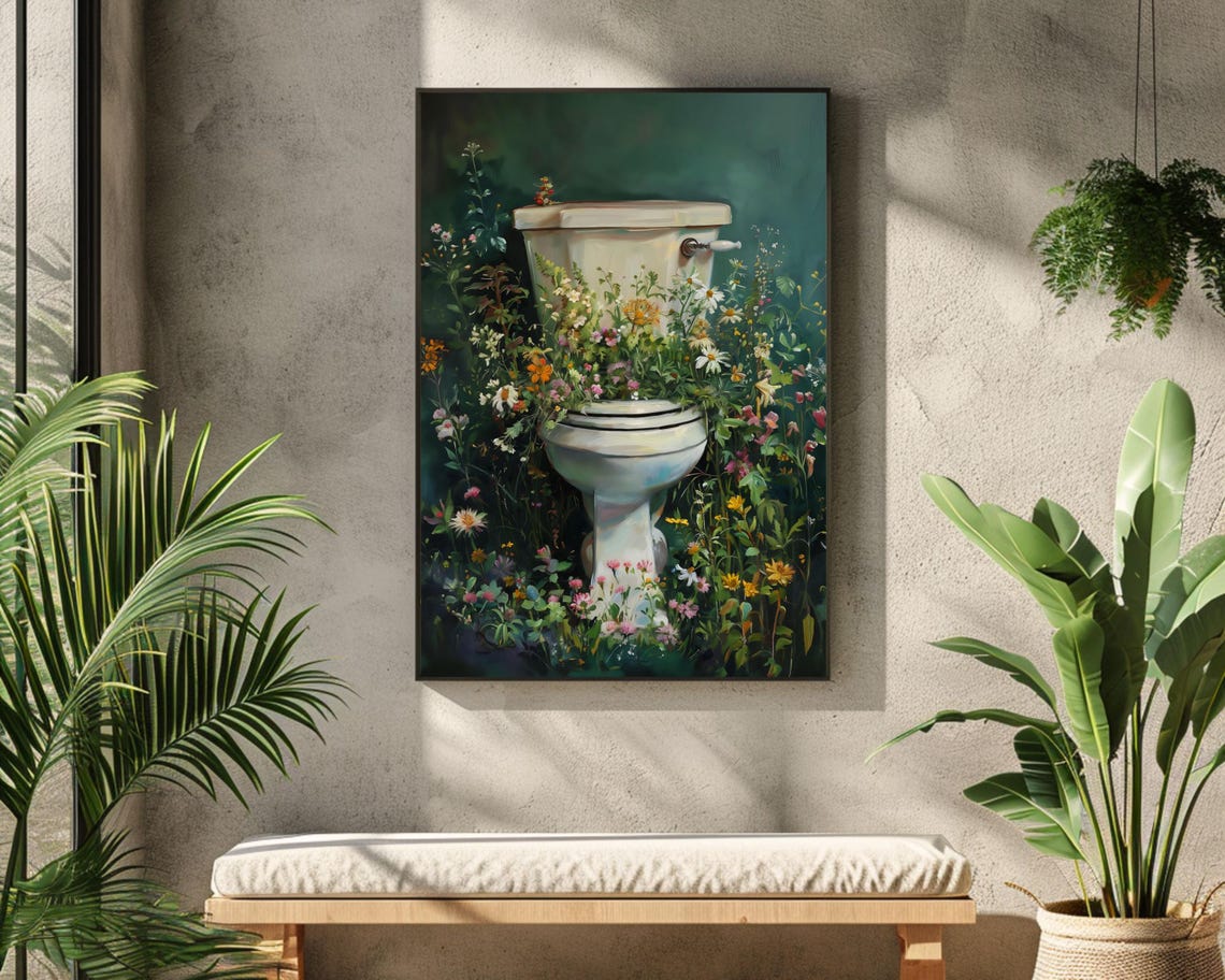 Botanical Toilet, Vintage Bathroom Floral Art Print - Image 4