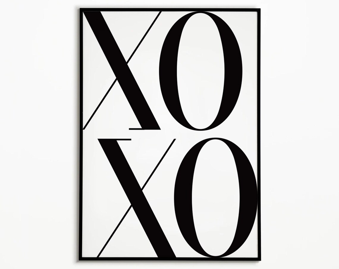 XOXO Monochrome Typography Minimalist Love Letter Art Poster
