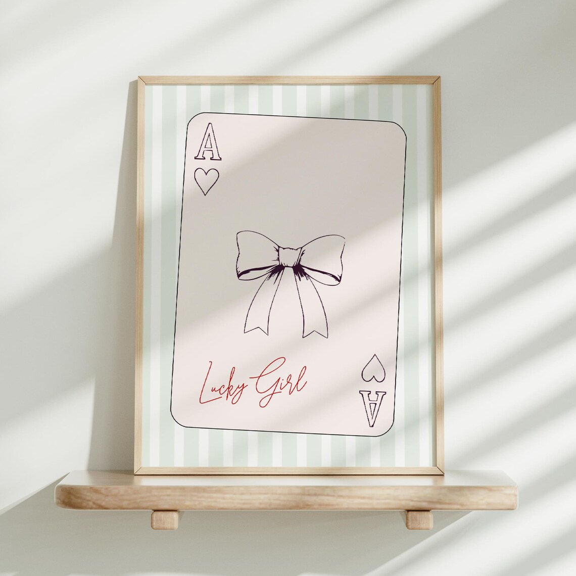 Pink Ace Of Hearts Poster Lucky Girl Preppy Wall Art Retro Playing Card Print Apartment Grandmillenial Coquette Dorm Decor