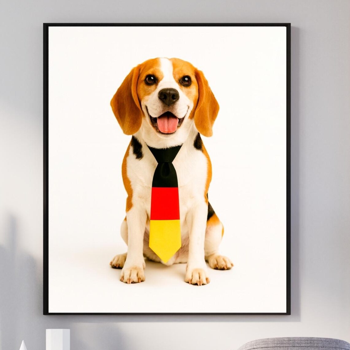 Beagle Germany Flag Tie Dog Portrait German Theme Gift Poster