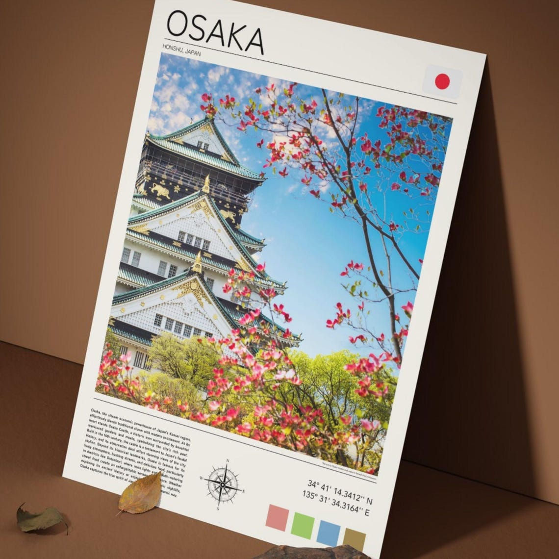 Osaka Japan Osaka Castle Cherry Blossom Spring Landmark Poster - Image 4