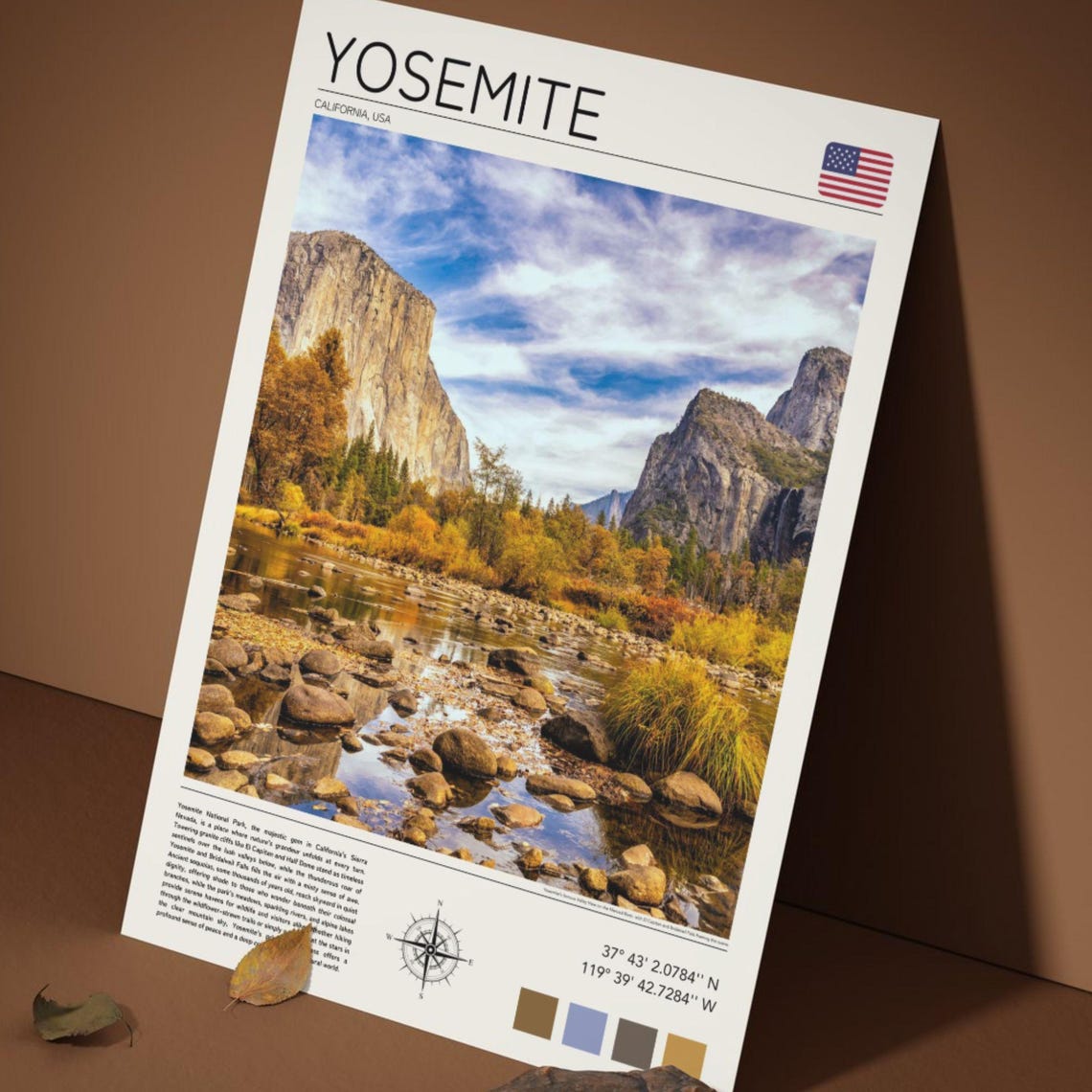 Yosemite California Granite Cliffs Valley River Autumn Travel Poster - Image 5