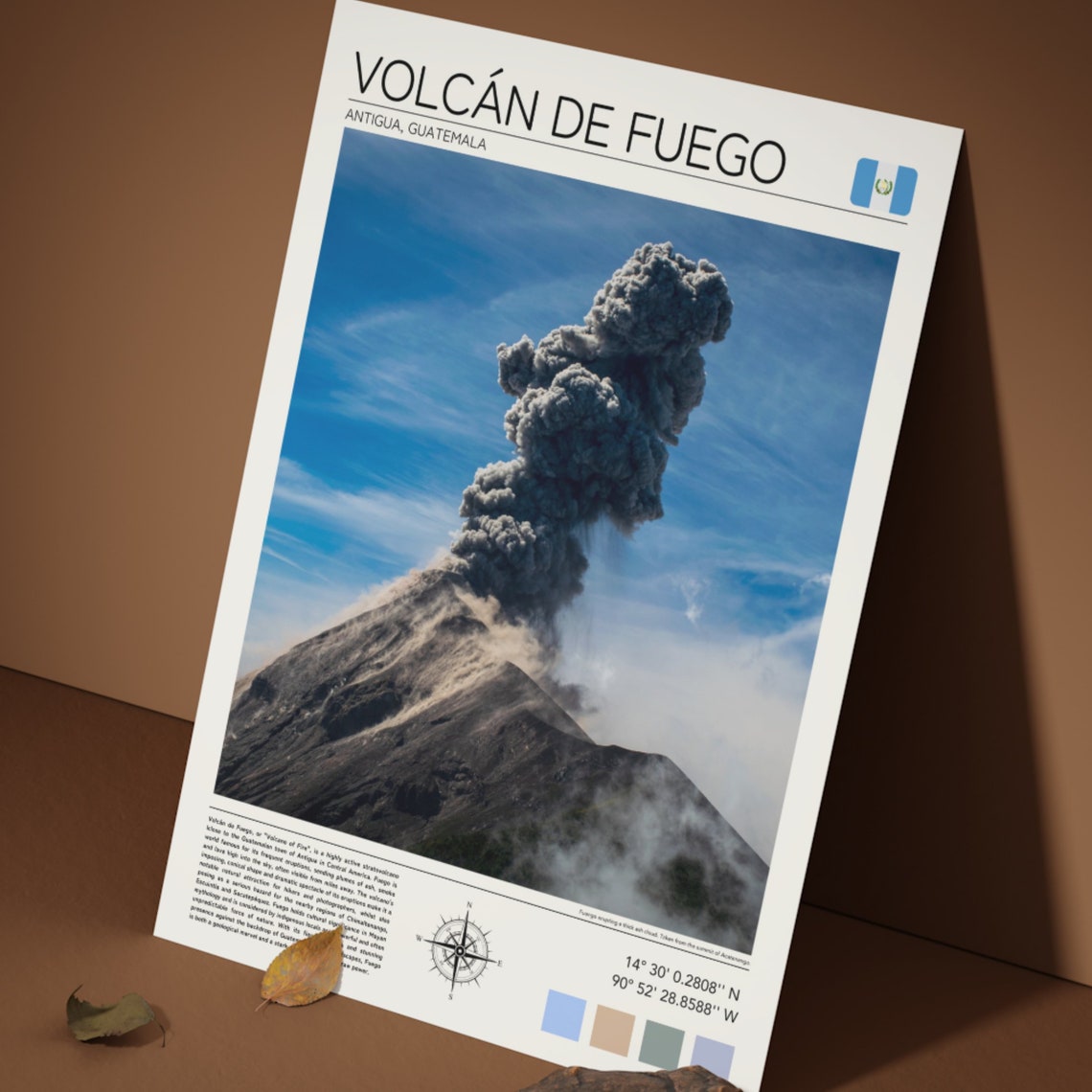 Volcan De Fuego Erupting Ash Cloud Antigua Guatemala Travel Poster - Image 5